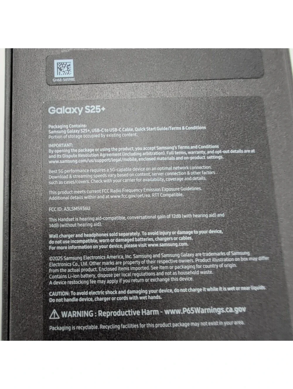 Samsung Galaxy S25+ Empty Replacement Box Only No Accessories